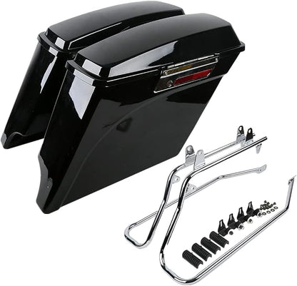 XFMT 5" Vivid Black Stretched Extended Hard Saddlebags W/Chrome Conversion by XFMT