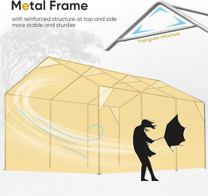 ADVANCE OUTDOOR 12x20 ft Car Canopy Garage Heavy Duty Carport Boat Shelter - Image 4
