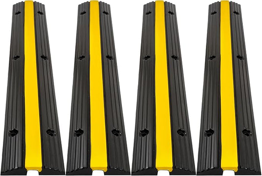 CXRCY Cable Protector Ramp 4 Pack of 1-Channel Rubber Hose Ramp, 22046Lbs by CXRCY