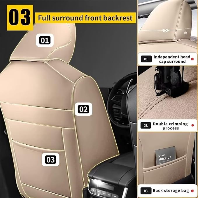 YORKNEIC Leather Car Seat Covers Fit - Image 4