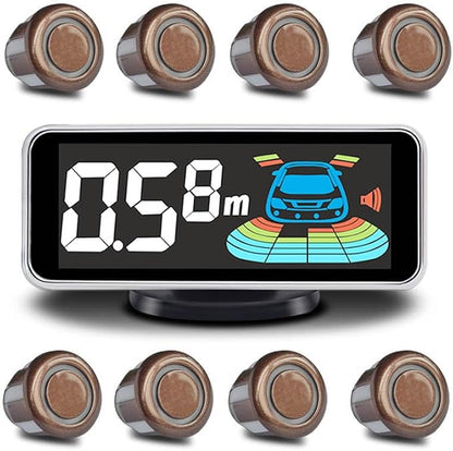 Parktronic 8 Parking Sensors Kit Reverse Backup Radar System Rear and Front View by ELSNU
