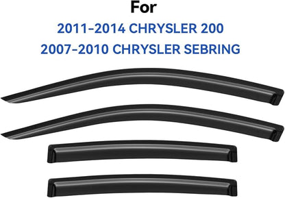 Window Visors Rain Guards for 2011 2012 2013 2014 Chrysler 200, Out-Channel - Image 2