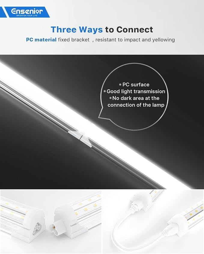 Ensenior 6 Pack 4 FT Led Shop Lights, 6000K Clear White, 5000LM Super Bright - Image 3