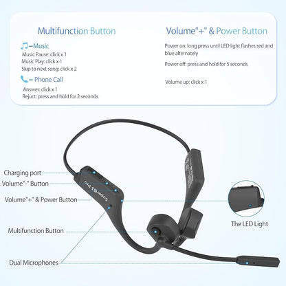 Bluetooth Headphones with Mic Open Ear Headphones Bluetooth 5.2 Headset with - Image 8