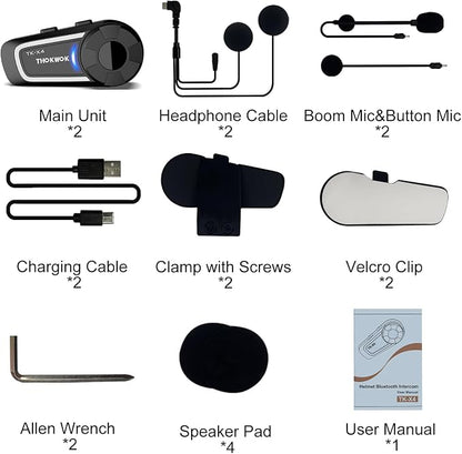 TK-X4 Motorcycle Bluetooth Headset, 6 Riders 2000m Helmet Group Intercom - Image 7