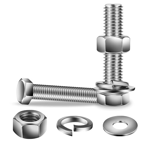 3/8-16 x 2-3/8" Hex Head Screw Bolt, Flat & Lock Washers, Fully Threaded by SGTZH
