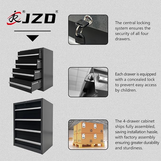 JZD Garage Storage Cabinet Set, Industrial Strength Tool Storage System - Image 5