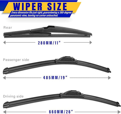 3 wipers Replacement for 2012-2017 Toyota Prius V, Windshield Wiper Blades - Image 2