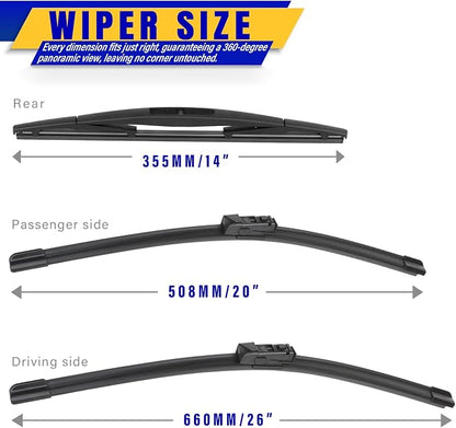 3 wipers Replacement for 2019-2023 Subaru Ascent, Windshield Wiper Blades - Image 2