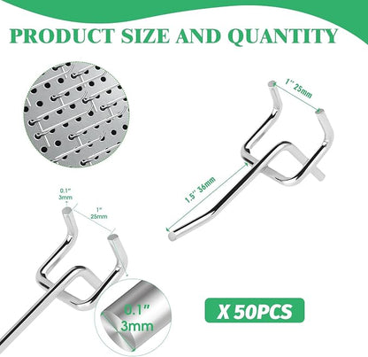 50Pcs 2"/5CM Pegboard Hooks Assortment Set, Metal Peg Board Hooks - Image 2