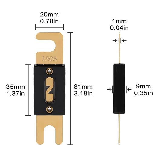 150A ANL Fuse 150 Amp Inline Blade Fuses 32V - Image 2