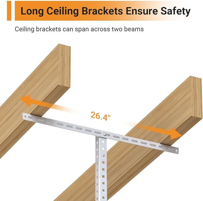 4ftx8ft Overhead Garage Storage Rack, Heavy-Duty Metal Garage Ceiling Storage - Image 3