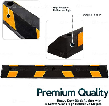 ZONETECH Large Heavy Duty Rubber Parking Curb – 72” Premium Quality Auto Garage - Image 2