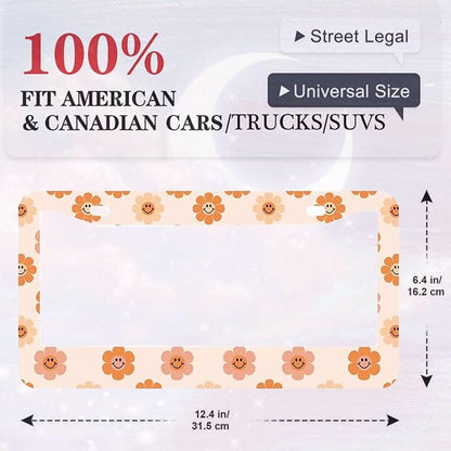 2 Pack Universal Smiley Face Flower License Plate Frame-Rustproof Aluminum - Image 5