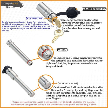 61450 | 2 Pack, Keyed Alike, Receiver Locks - Image 3