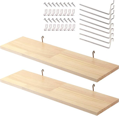 SEVENY 2 Pack Pegboard Shelf Wall Organizer, Pine Wooden Garage Tool Storage by Unknown