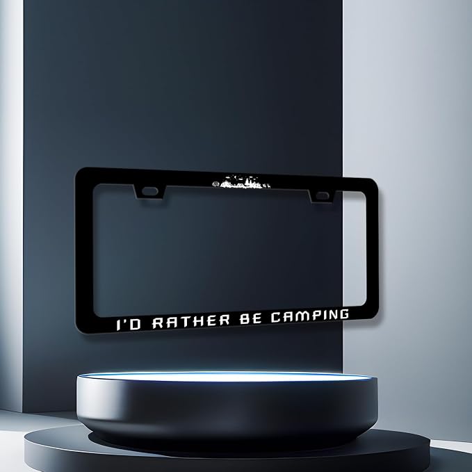 I'd Rather be Camping License Plate Frame Funny Camper License Plate Holder - Image 3