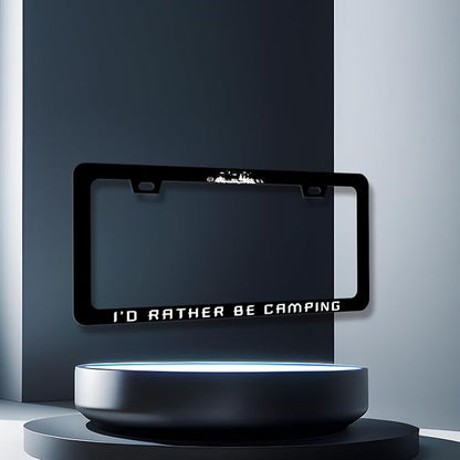I'd Rather be Camping License Plate Frame Funny Camper License Plate Holder - Image 3