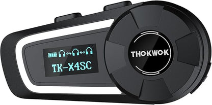 TK-X4SC Motorcycle Bluetooth Headset, 6 Riders 2000m Helmet Group Intercom by THOKWOK