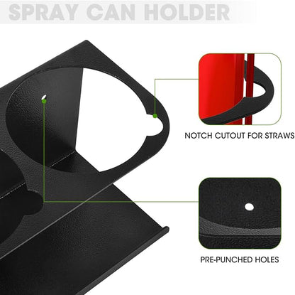 Touri 6 Pack Spray Can Holder for Garage and Workspace, Wall-Mounted Steel - Image 4