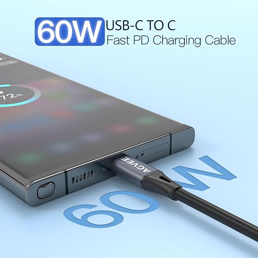 AGVEE 5ft Coiled Short USB-C to USB-C Charging Cable 60W PD Fast Charger Cord - Image 2