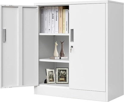 Metal Storage Cabinet with Locking Doors and Adjustable Shelves, 36.2" H Steel by Wanfu