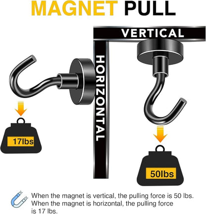 DIYMAG Black Magnetic Hooks, 50 LB Heavy Duty Magnet - Image 4