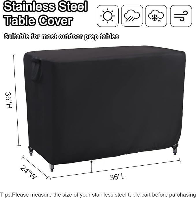 Kingling Outdoor Prep Table Cover, Waterproof Stainless Steel Table Covers - Image 2