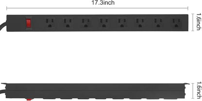 3Pack Metal 8 Outlet Mountable Power Strip, Wall Mount Outlet Heavy Duty - Image 2