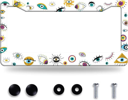 Evil Eye License Plate Frame Colorful License Plate Frames Stainless Steel by BRAGHRTED