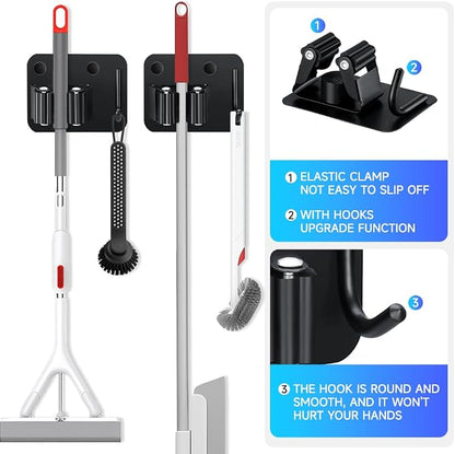 4-Pack Broom Holder with Heavy Duty Hooks, Upgraded Stainless Steel Mop Hanger. - Image 9