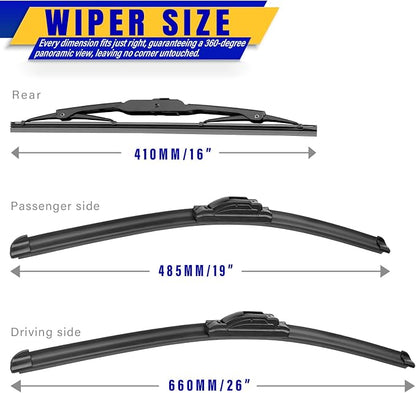 3 wipers Replacement for 2005-2010 Toyota Sienna, Windshield Wiper Blades - Image 2