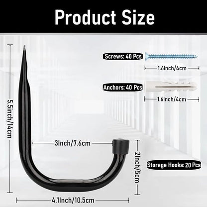 20 Pcs Heavy Duty Garage Storage Utility Hooks, 4.1Inch J Hangers Wall Hooks - Image 4