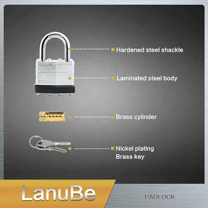 LanuBe Lock Laminated keyed padlock1-9/16 inch, keyed Alike Locks, Normal - Image 7