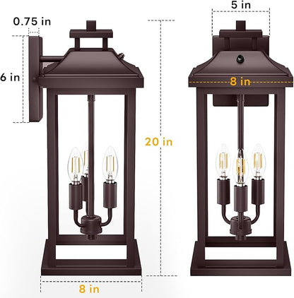 Oil Rubbed Bronze Dusk to Dawn Outside Lights 3-Light, Vintage Exterior Sconce - Image 4