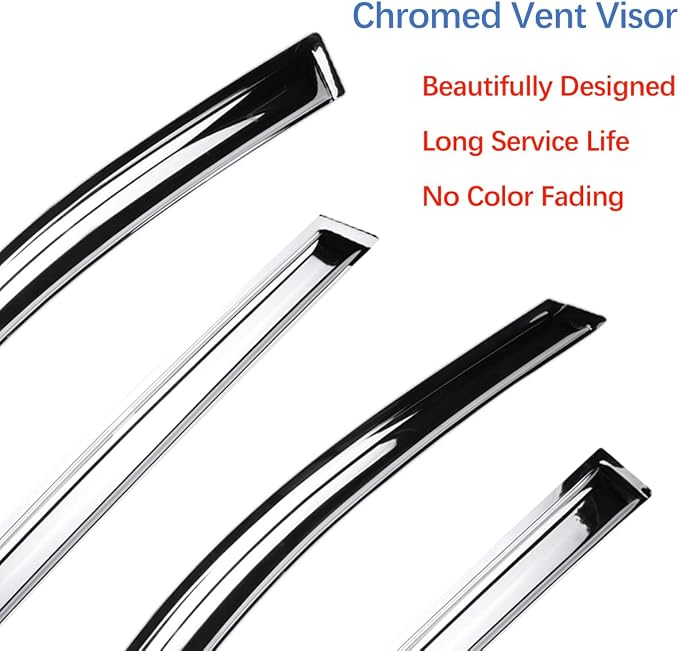Chrome Side Window Visors Wind Vent Deflector - Image 3