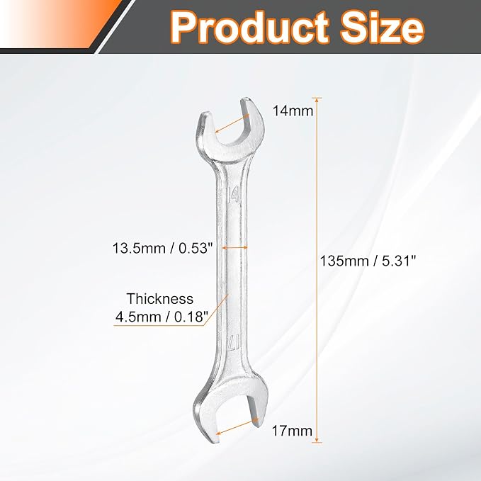 HARFINGTON Double Open End Wrench 14mm x 17mm Metric 15 Degree Offset Angle - Image 2