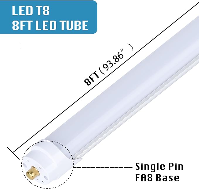 12-Pack, 8 Foot LED Bulbs, 100W 15000lm 6000K Cold White, Super Bright - Image 3