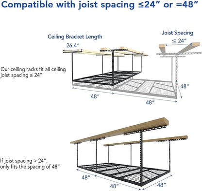 FLEXIMOUNTS Pro 4x8 Overhead Garage Storage Rack, Adjustable Storage - Image 3