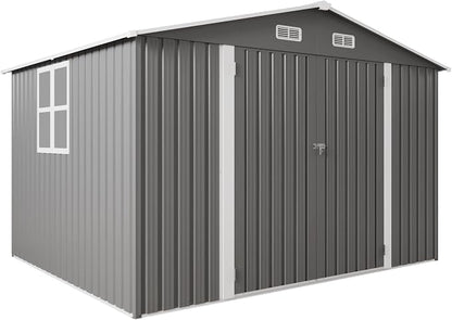 10x8x6.4FT Outdoor Storage Shed, Galvanized Steel Garden Shed - Image 8