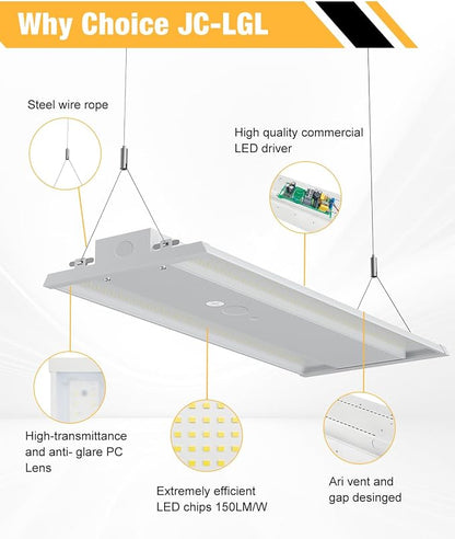 400W LED Linear High Bay Light, 60000LM Linear High Bay Shop Light 120-277V - Image 4