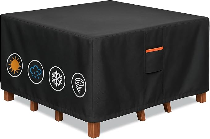 Outdoor Waterproof Furniture Cover, 54W x 54L x 28H inches Heavy Duty 600D by BRUXOLAY