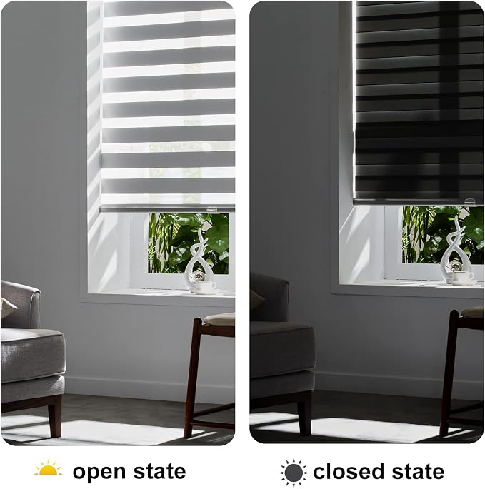 Persilux Cordless Zebra Blinds for Indoor Windows, Free-Stop Cordless, Light - Image 5