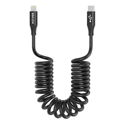 AGVEE 2 Pack 5ft Coiled Short USB-C to Lightning Charging Cable 30W PD Fast by AGVEE