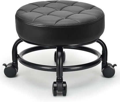 Low Roller Seat Low Height Rolling Stool PU Leather Rolling Stool, Modern by LWADALN