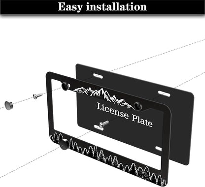 Car Plate Frames Black and White License Plate Bracket The Mountains are - Image 7