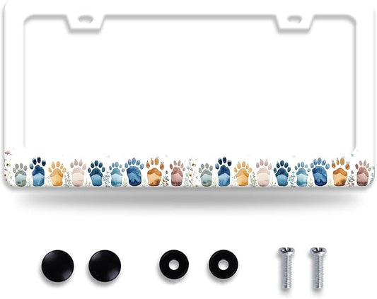 Bear Paw Print License Plate Frame Colorful Animal License Plate Frames Funny by NEWCOCO
