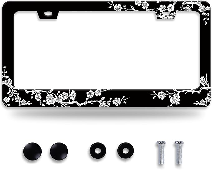 Cherry Blossoms License Plate Frame Beautiful Floral License Plate Frames by NEWCOCO