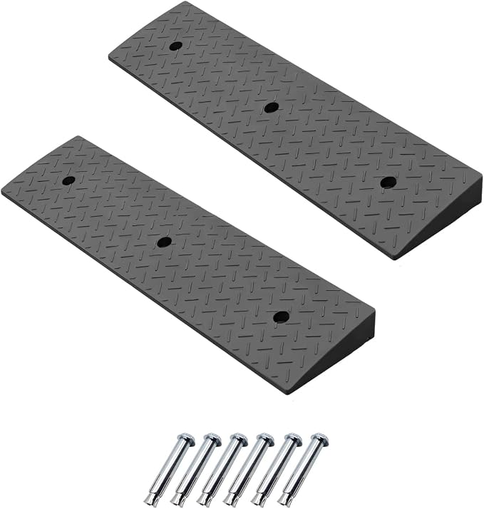 2 Pack 1.6'' Rise Rubber Curb Ramp Heavy Duty Loading Rubber Curb Ramps 3 Tons by METFUIN