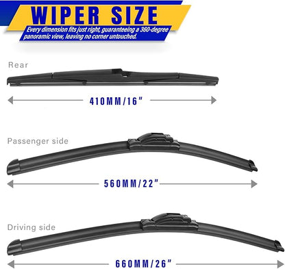 3 wipers Replacement for 2010-2015 Lexus RX450h/2010-2015 Lexus RX350, - Image 2